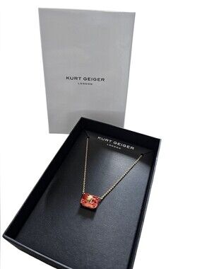 Kurt Geiger Gold Chain with Rose  Rectangular Crystal Eagle Head Pendant, New